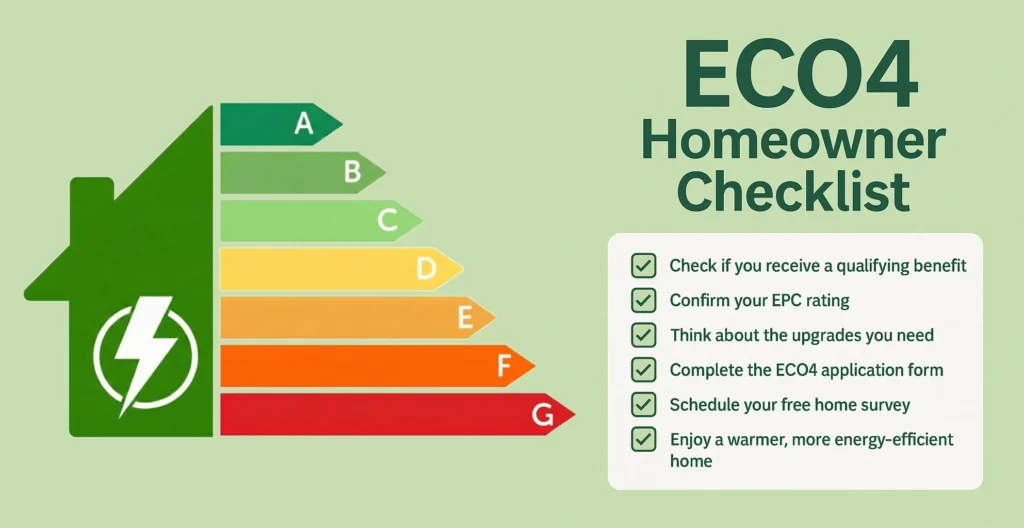 ECO4 boiler grant eligibility checklist for UK homeowners and tenants