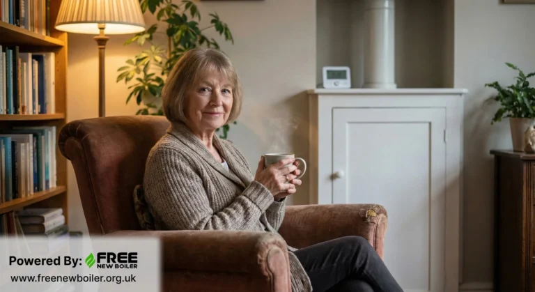 Happy PIP recipient enjoying a warm home provided by a government free boiler grant.