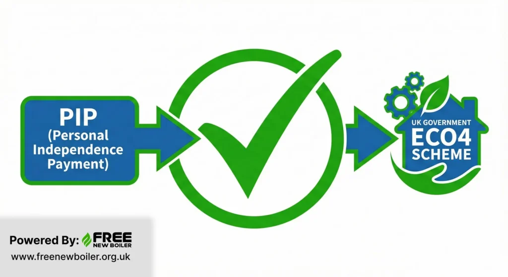A graphic confirming that PIP is a qualifying benefit for the ECO4 boiler grant.