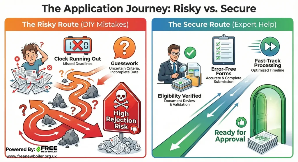 Correct vs incorrect LA Flex application process showing how to avoid rejection and improve approval chances